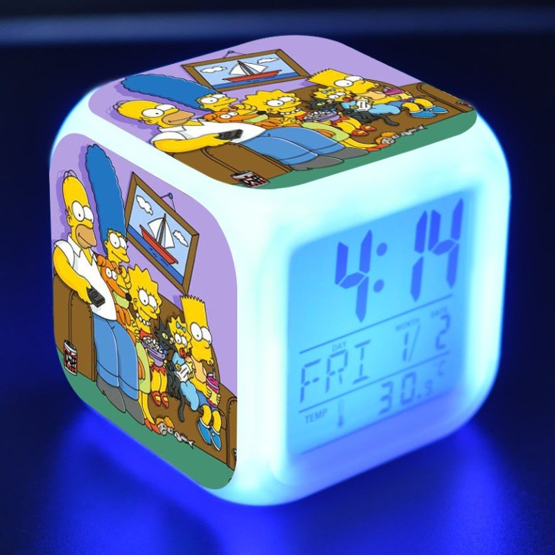 Simpsons Homer Relógio Despertador Digital LCD com Calendário Termômetro Relógio Despertador Portátil Decoração de Mesa Presentes Novo