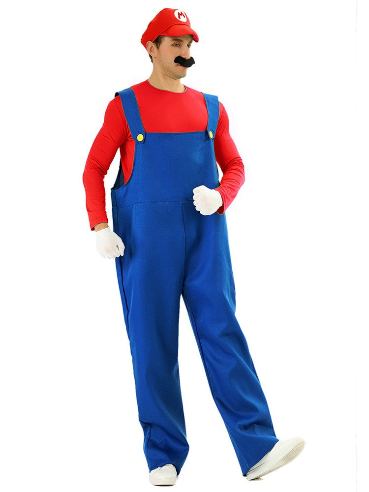 Game Super Luigi Brothers Uniform Funny Anime Adult Men Woman Halloween Carnival Performances Costume with Hat Mustache Gloves