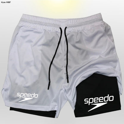 Fitness 2-in-1 training shorts, suitable for men, beach running quick-dry shorts, outdoor sports shorts, fitness basketball shor