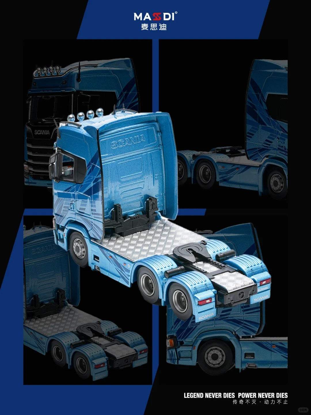 Masdi 1/64 Scania 770S V8 Caminhão Howo HW1006 Militar Verde Liga de Carro Modelo Miniatura Coleção Diecast Enfeite Modelo Hobby Brinquedo