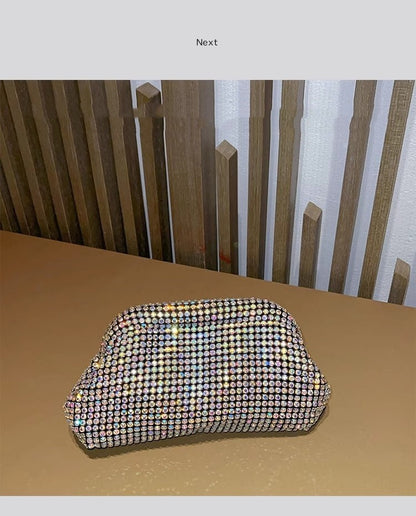 Luxury Glitter Cloud Bag Women's Handbag Crystal Shiny Rhinestones Diamond Evening Bag Wedding Party Clutch Purse Shoulder Bags