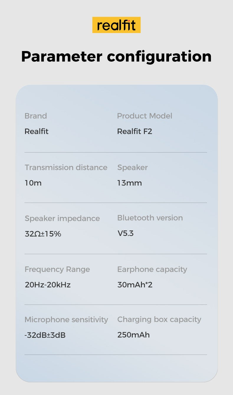 Fone de ouvido Bluetooth Realfit F2 Excelente Qualidade HIFI Fones de ouvido TWS sem fio Atacado para realme xiaomi