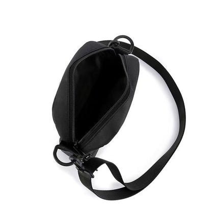 Neutral style shoulder bag for men and women, can be worn as a single shoulder strap in a solid color nylon material.