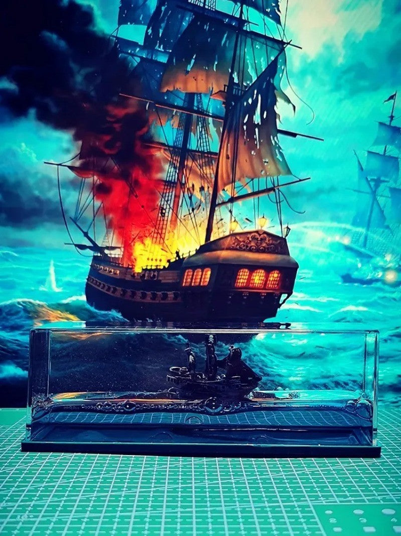 Float Titanic Ship Fluid Liquid Drift Bottle Black Pearl Barco Figure Ship Boat Decor Living Room Decoration Desk Accessories