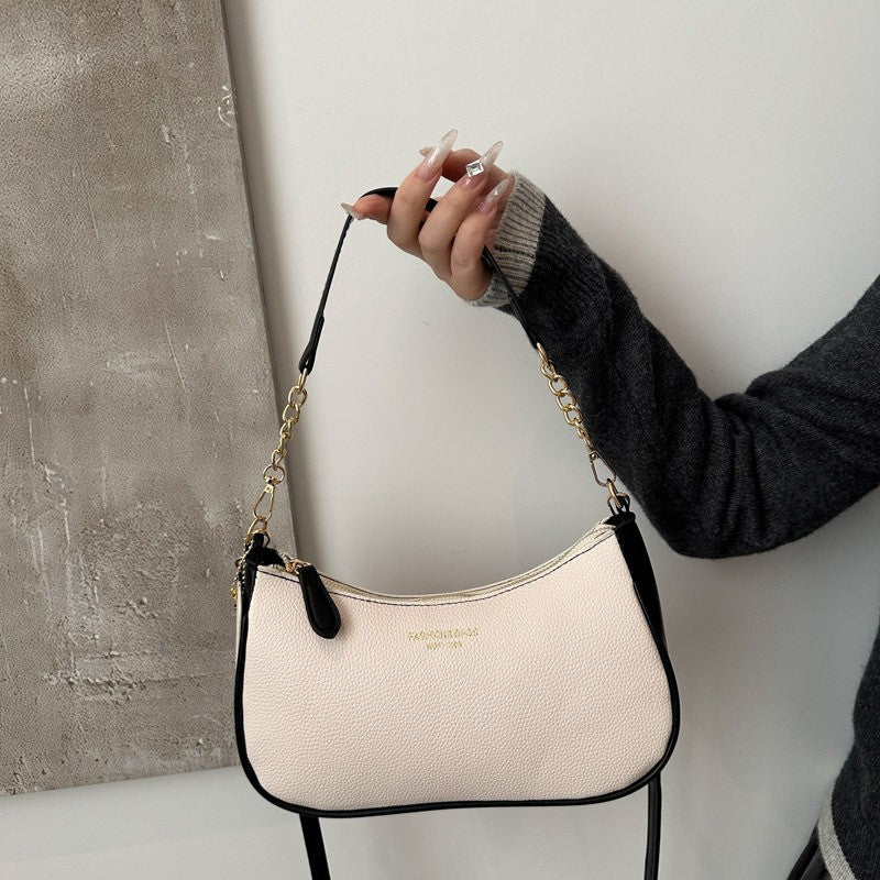 Cherry Pendant Shoulder Bag Women Light Luxury New High-end Women's Bag Soft Lychee Pattern Underarm Bag Casual Dumpling Bag