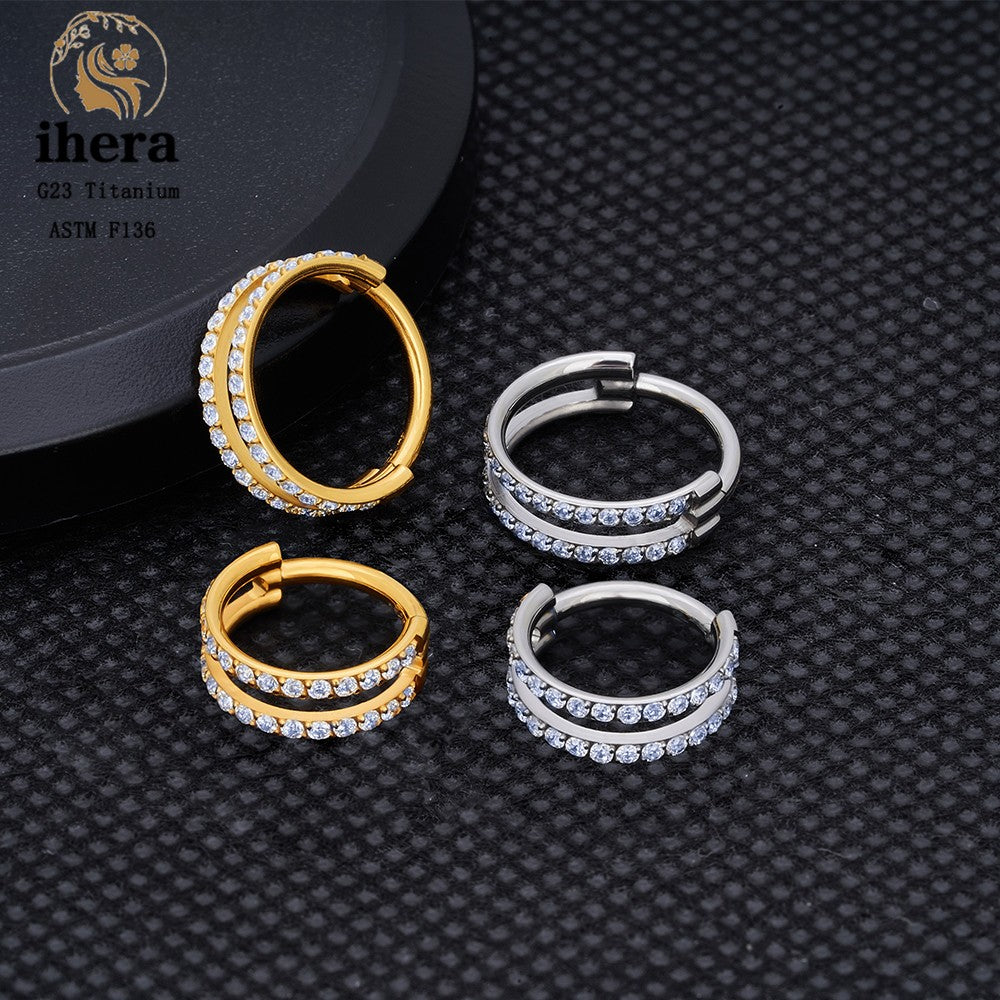 G23 Titânio Anel de Nariz Clicker Orelha Cartilagem Tragus Hélix Daith Brincos Redondos Argolas Zircônia Cúbica 16G Segmento Articulado Joia de Piercing Corporal