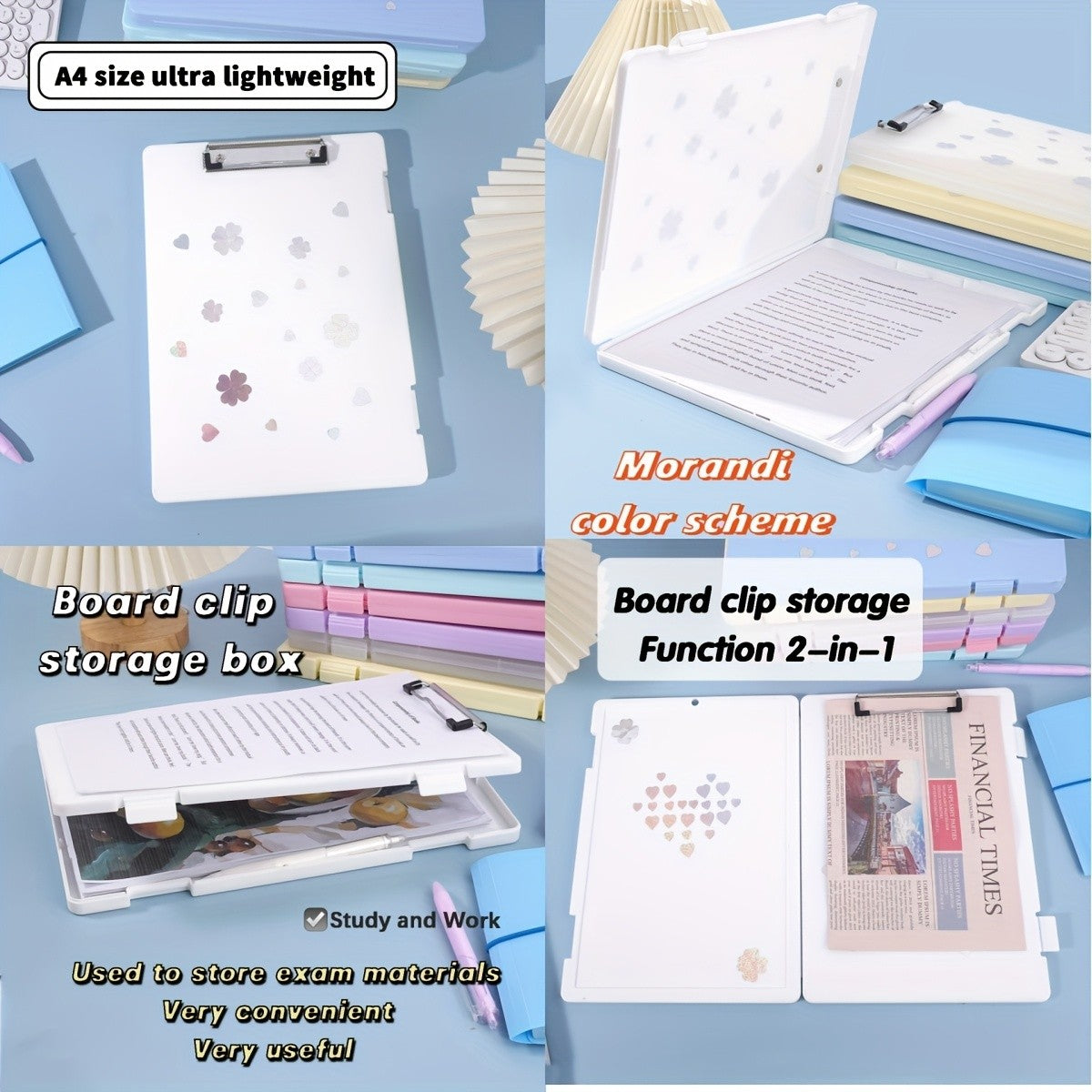 Multi-Functional File Folder Organizer, Large Capacity, Plastic, with Double Buckle Opening, for Student, Office, Exam Paper, DI