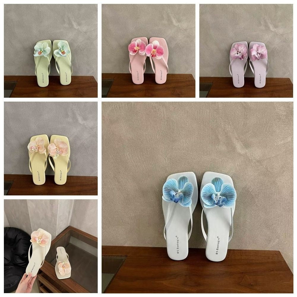 Daily Sweet Butterfly Orchid Slipper Summer Vacation Flower Flip Flops Elegant Out Wear Women's Sandals Ladies/Girls