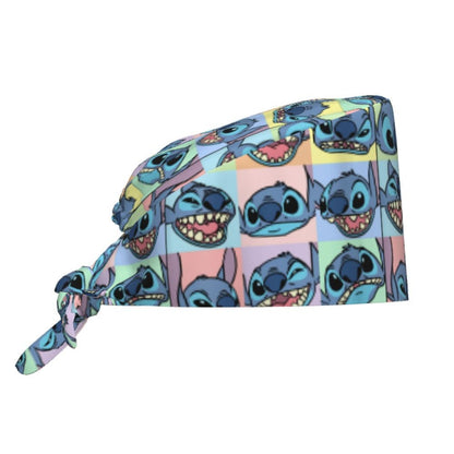 Custom Retro Cartoon Cleaning Working Cap Comfortable  Stitch Ohana Scrub Cap Surgicals Hat Nurse Scrubs Hat For Dentist