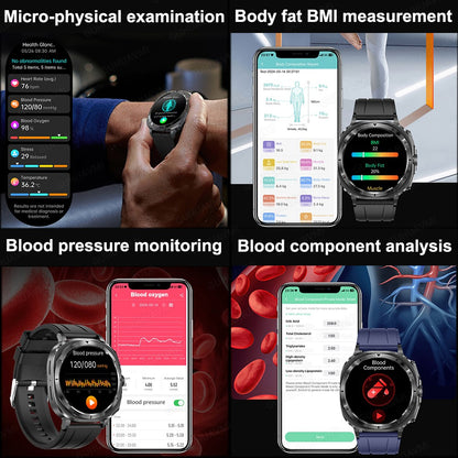Novo Relógio de Saúde Ácido Úrico Pressão Arterial Oxigênio no Sangue Análise Corporal Gordura Corporal Smartwatch ECG+PPG Chamada Bluetooth Relógio Mulheres Homens