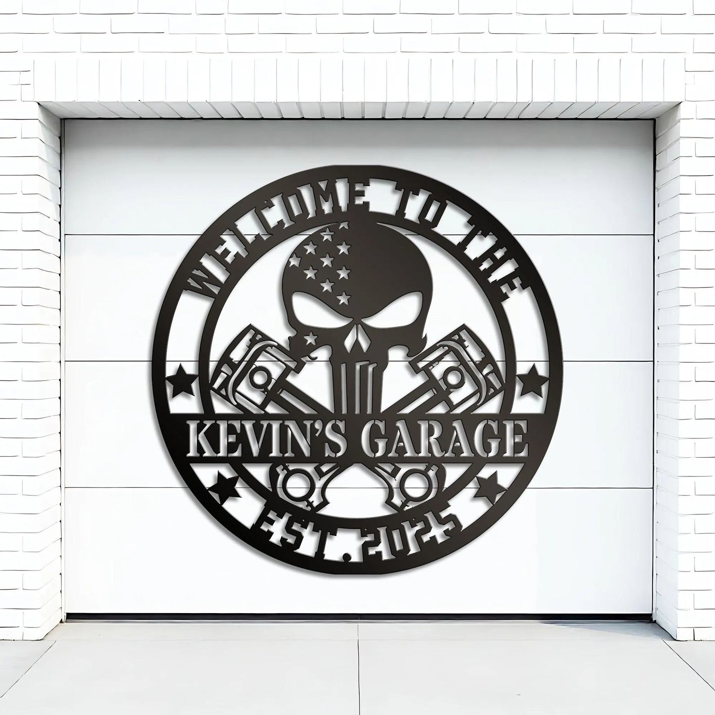 Custom Motorcycle Skull Metal Sign, Personalized Garage Sign, Motorcycle Handlebar Sign, Garage Decor, Gift for Dad Husband
