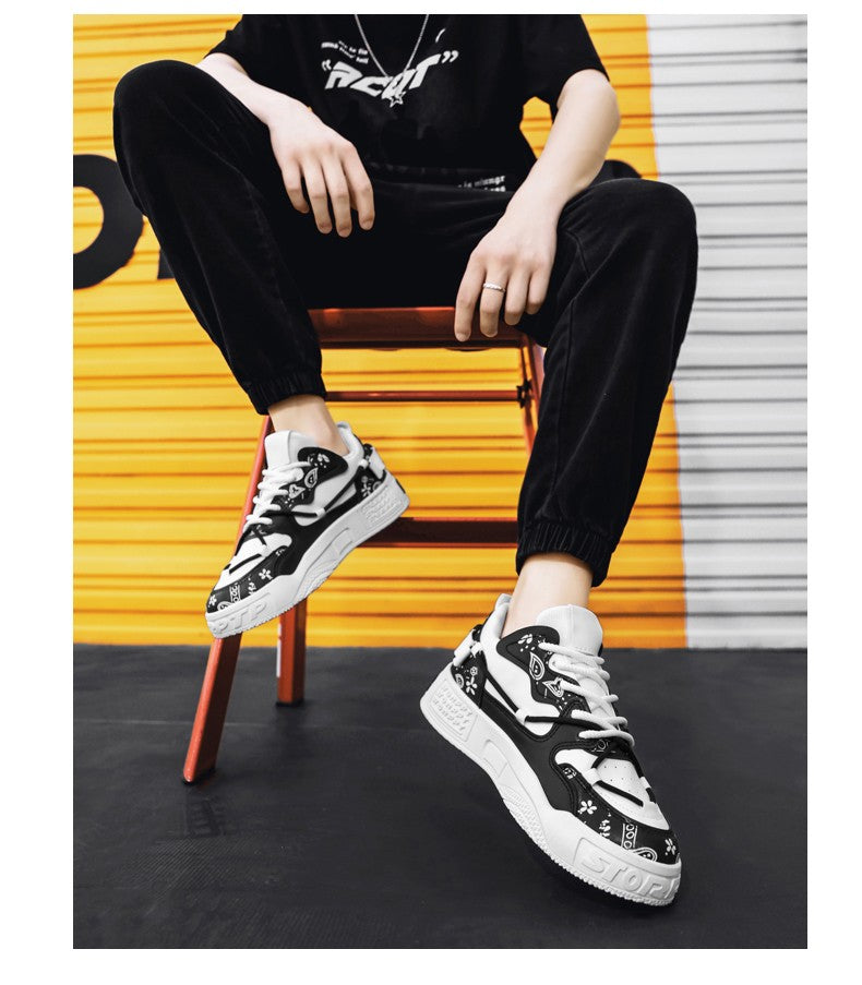 Men's thick soled casual shoes four season soft soled outdoor walking shoes student flat shoes youth fashion sports board shoes