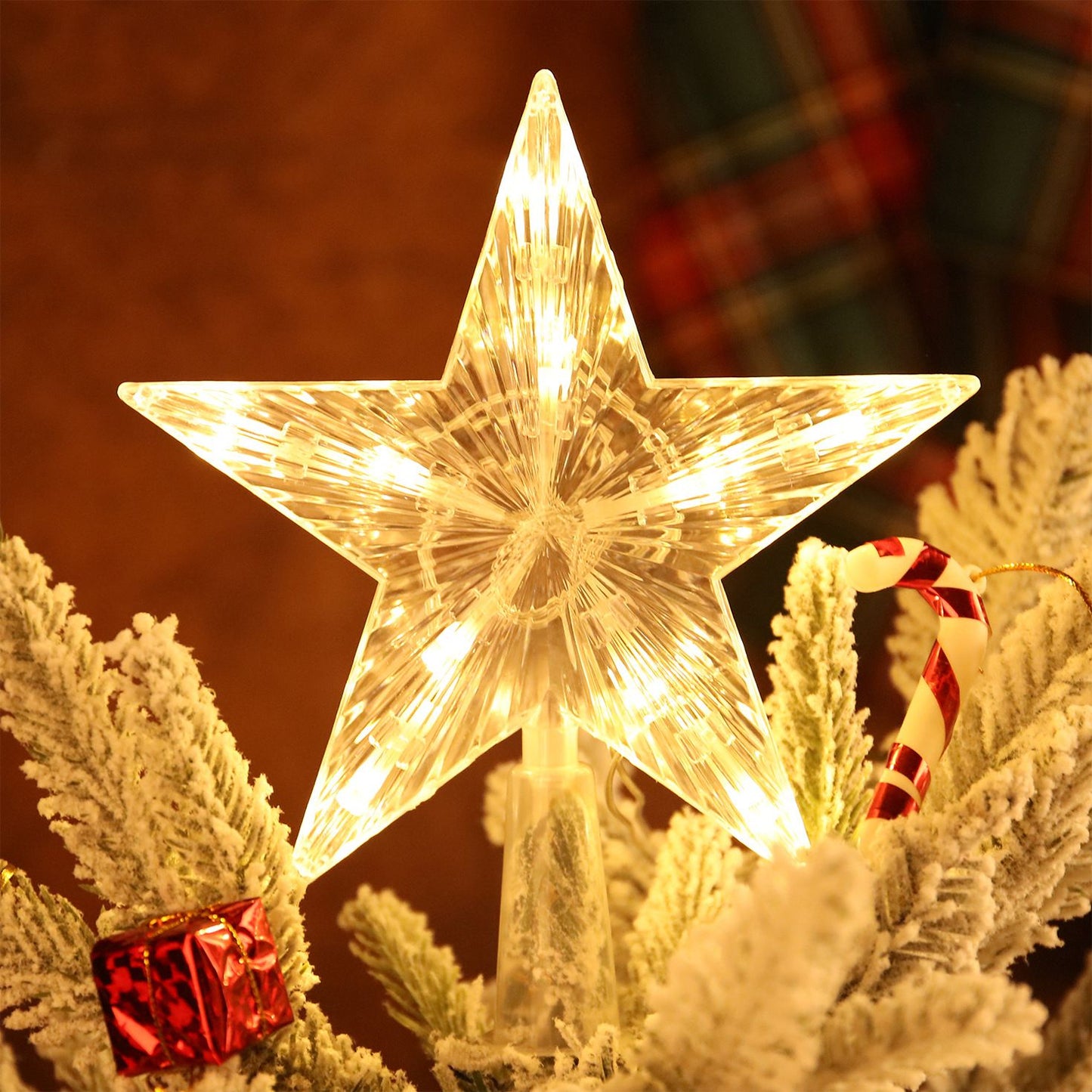 15/19/23cm Christmas Tree Top Star Light LED Glowing Star Lamp Xmas Tree Decoration Home Party Supplies Navidad New Year Gift