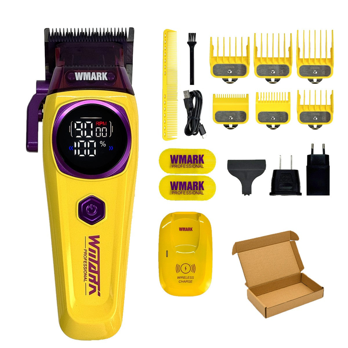 WMARK NG 8004 Professional Electric Hair Clipper 9000RPM Purple Fade Blade Wireless Charging 2000mAh Barber Shop Trimmer Machine