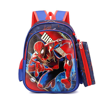 Disney Spiderman Unisex Backpacks Large Capacity Gilding Print Schoolbag For Children's Gifts With Pen Case