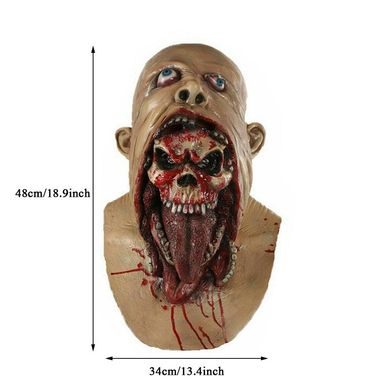 Spooky Halloween Zombie Mask - Latex Bloody Skull With Melted Face For Cosplay & Party Decorations Halloween Decorations
