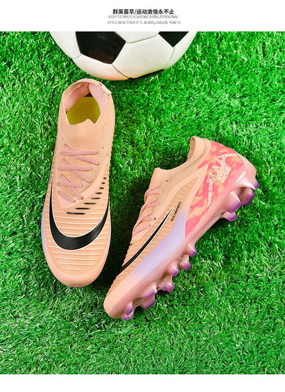 New Men's Soccer Shoes High-Top Soccer Cleats Outdoor Breathable Athletic Professional Spikes Youth Boys Football Shoes Unisex