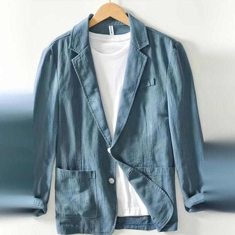 WVGA Spring Autumn New Man Tide Turn-Down Collar Suit Jacket Niche Chic Casual Pocket Cotton Long Sleeved Blazers Ins Y2K W14142