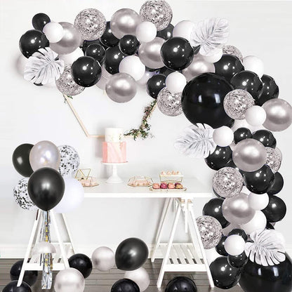 Black and Gold Balloons Garland Arch Kit with Starburst Foil Balloons for Wedding Birthday Family Party Decorations Supplies