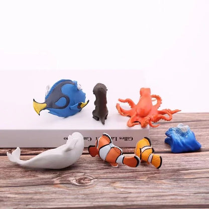 6 unidades/conjunto Disney Procurando Nemo Dory Peixe-Palhaço PVC Bonecos de Ação Brinquedos Modelo Estatueta Coleção de Bonecas Enfeite Bonecas Presentes de Natal para Crianças