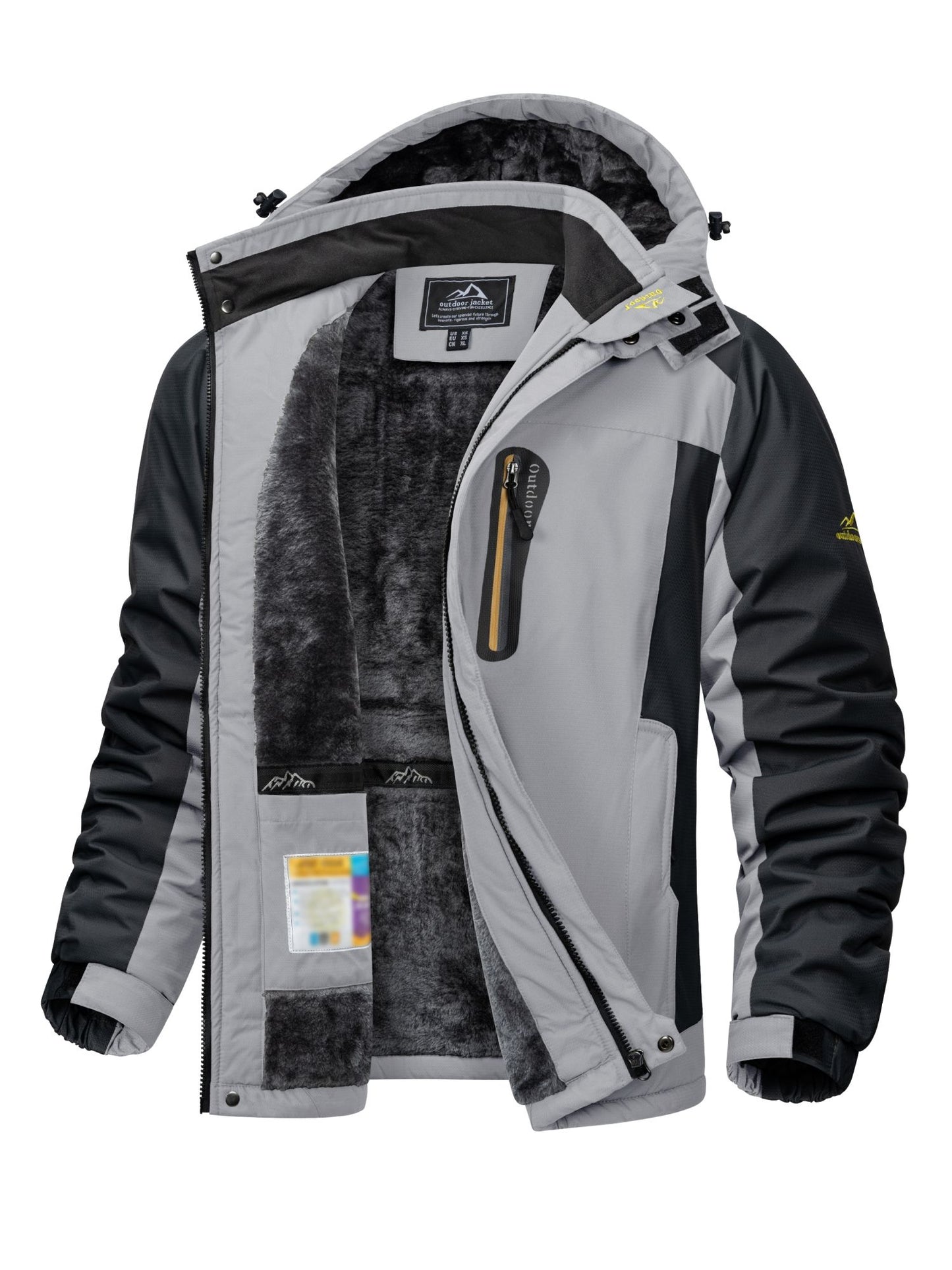 Jaqueta Masculina Impermeável TACVASEN de Inverno Pesada Forrada com Lã, Jaquetas de Esqui e Snowboard, Casacos Corta-Vento com Capuz Removível
