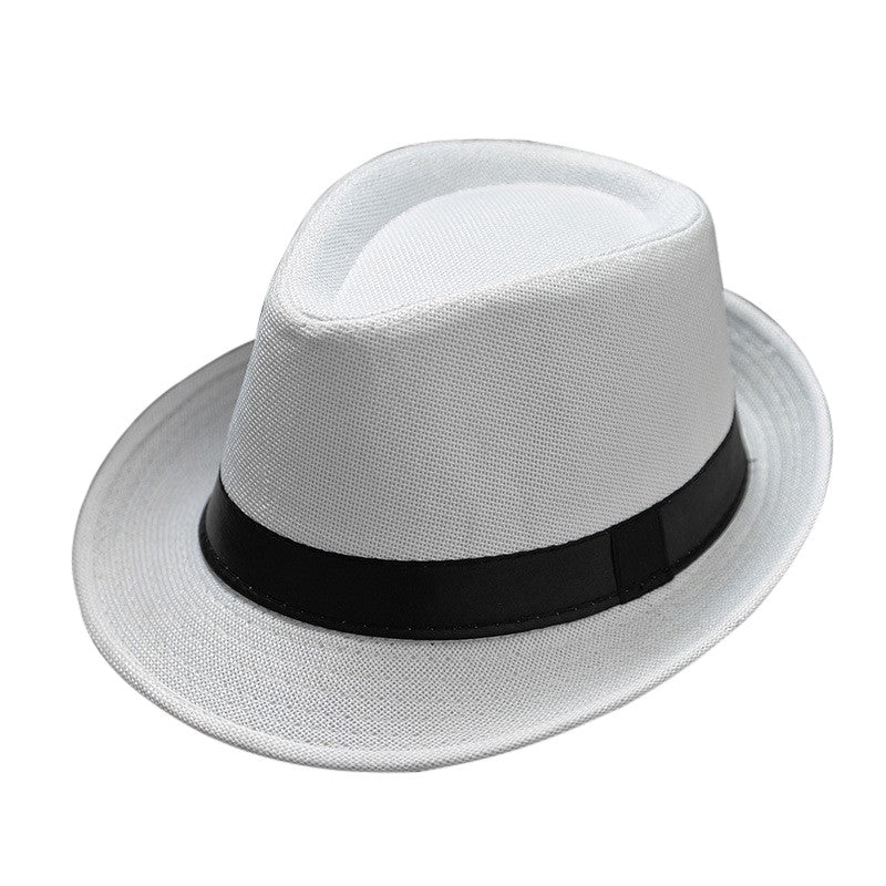 Summer Fedora Hat for Men Fashionable Elegant Vintage Black Women White Red Brim Panama Top Jazz Beach Unisex Classic Cap