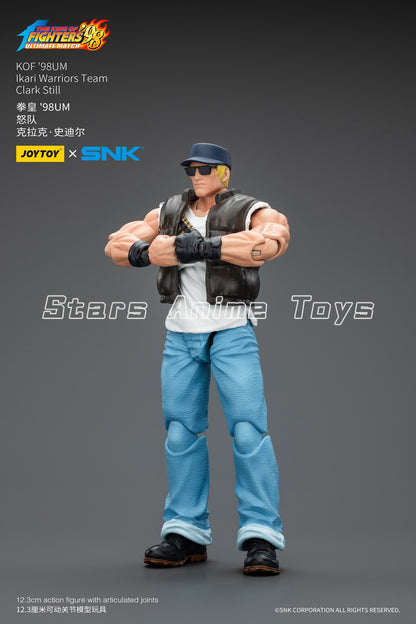 Original JOYTOY 1/18 Action Figure SNK KOF'98UM Ikari Warriors Team Leona Heidern/Ralf Jones/Clark Still Modelo de Brinquedo
