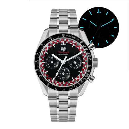 Watchdives WD1863 Mechanical Quartz Watches Black Spaces VK63 Chronograph Sports Watches Man Bubble Sapphire Waterproof Watch