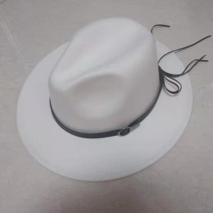 QBHAT Women Men Wide Brim Wool Felt Jazz Fedora Hats Panama Style Cowboy Trilby Party formal Dress Hat Large Size Yellow white