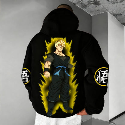 Dragon Ball Y2K Versatile Zipper Hoodie Men's Autumn/Winter New Gohan Anime Printed American Hip Hop Casual Loose Sweater Top