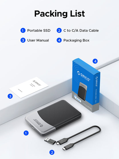 ORICO M25PRO Taichi Portable SSD 500MB/S 2.5 inch External Solid State Drive USB 3.2 Gen1 Type- C PSSD