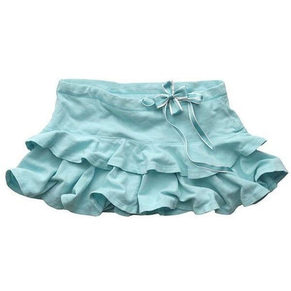 Y2K fashion sweet striped layered mini skirt for women Harajuku A-line skirt 90s Summer Hot Girl elastic high-waisted cake skirt