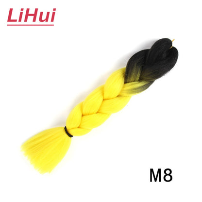 Cabelo Sintético Trança Jumbo 24 Polegadas Ombre Jumbo Extensão de Cabelo para Mulheres Tranças DIY Roxo Rosa Amarelo Cinza Lihu