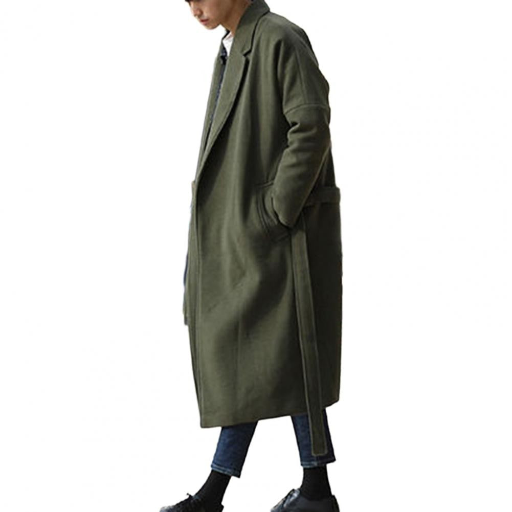 Stylish Men Coat Suit Collar Coat Stylish Men's Loose Casual Long Coat Trendy Autumn Winter Overcoat for Off-duty Office Look