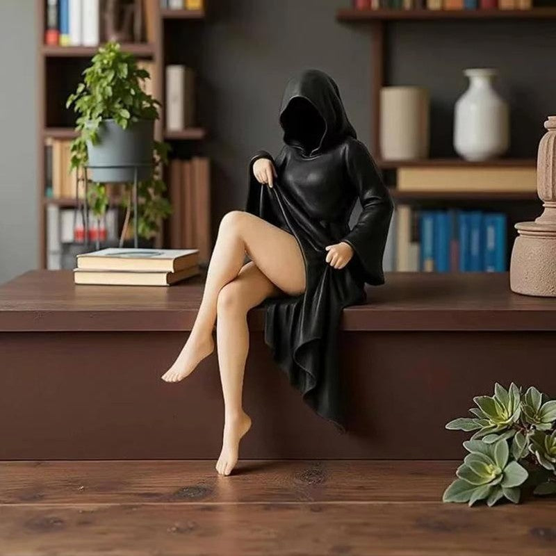 Gothic Woman Statue Masked Women Halloween Decorations Desktop Ornament Mysterious Lady Sculpture For Office Bedroom Home Decor