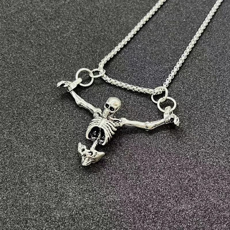 Colar com Pingente de Caveira Masculina Estilo Punk - Vintage, Criativo, Hip Hop, Personalizado, Joia para Festas