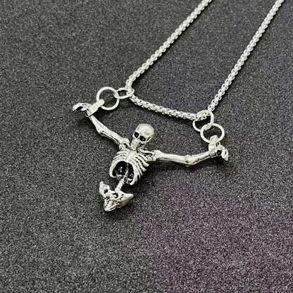 Colar com Pingente de Caveira Masculina Estilo Punk - Vintage, Criativo, Hip Hop, Personalizado, Joia para Festas