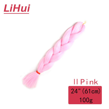 Cabelo Sintético Trança Jumbo 24 Polegadas Ombre Jumbo Extensão de Cabelo para Mulheres Tranças DIY Roxo Rosa Amarelo Cinza Lihu