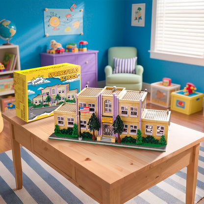 3500PCS Springfield Elementary School Building Blocks Idea Anime Street View Modular Architecture Brick Model Bricks Toys for Adults Christmas Gift