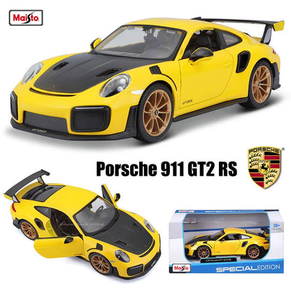 Maisto 1:24 Porsche 911 GT2 RS simulação liga carro modelo artesanato coleção de brinquedos ferramentas de presente