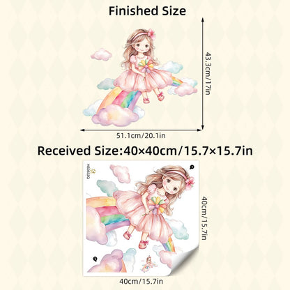 Girl Moon Butterflies Wall Stickers Kid Girls Room Bedroom Decoration Baby Nursery Home Decor Accessories Living Room Wall Decal