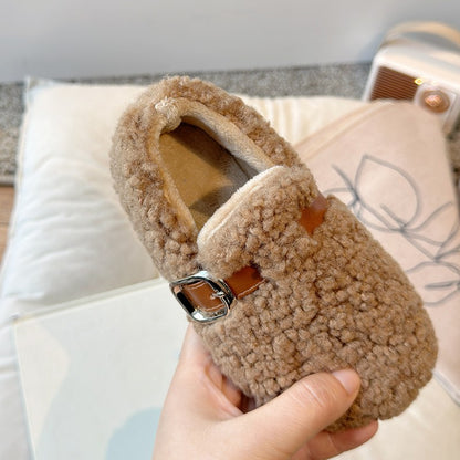Winter Children's Shoes 2025 New Girls Fluffy Cotton Shoes Soft Bottom Non-slip Kids Fashion Simple Plush Shoes Trend Versatile