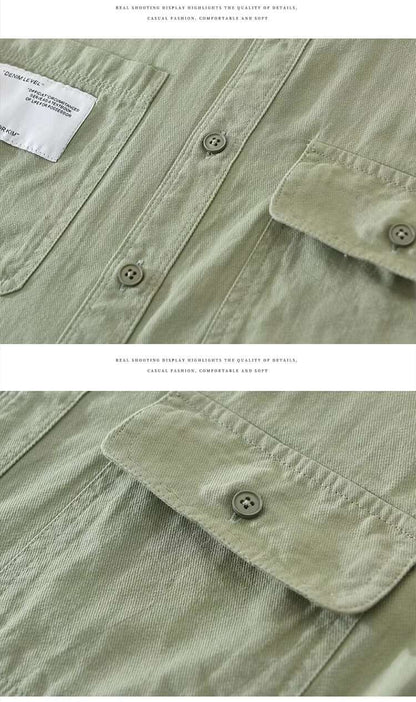 Men's Short Sleeve Cargo Shirt Streetwear Summer Loose Fit Workwear Shirt with Chest Pocket Breathable Cotton Daily Outfits Tops