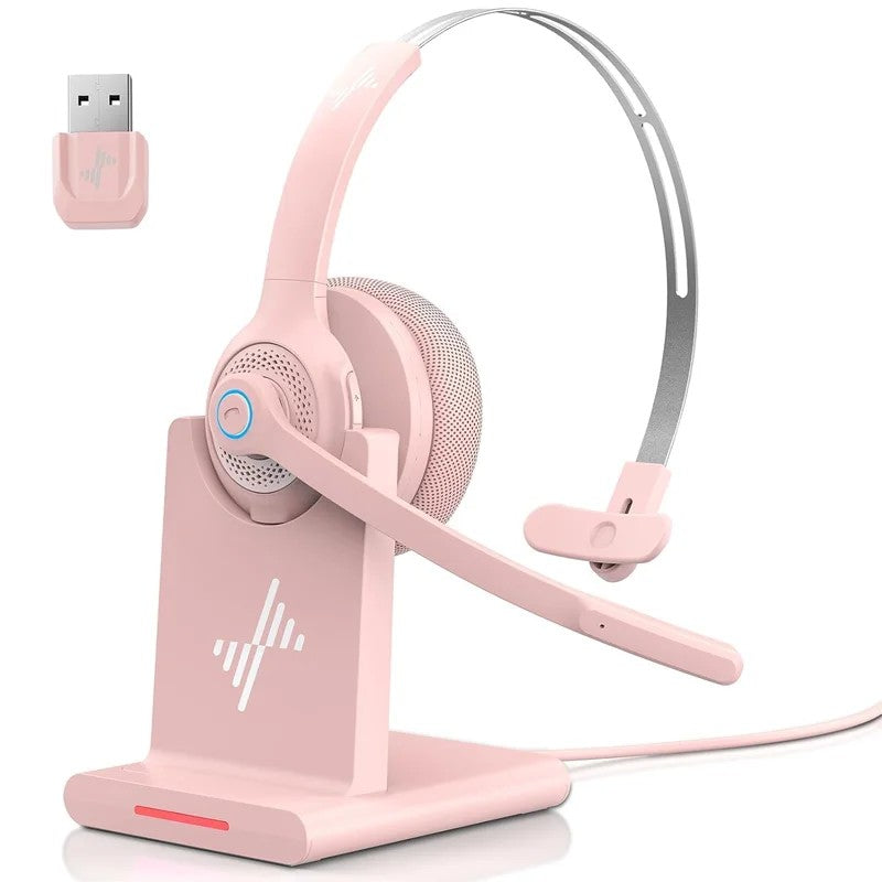 JIAMQISHI Bluetooth 5.2 Wireless Headset with Mic for Work Clear Call Mic Mute USB Dongle Applicable To PC,Laptop,Zoom,Office