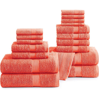 100% Cotton Quick Dry Large Bath Towel Set, Pet Friendly, Suitable for All Skin Types, 18 Pcs - 6 Hand Towels for Bat
