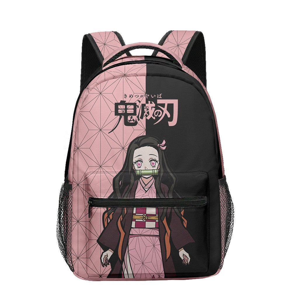 Anime Demon Slayer Tanjiro Nezuko 3D Printed Backpack for College Students Large School Bag 15 Inch Laptop Bag Middle School