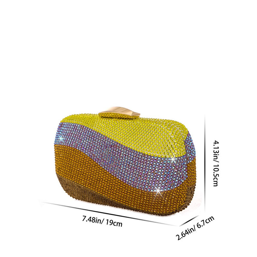 Colorful Rainbow Colors Diamond Evening Purse Wedding Party Crystal Clutch Wallet Bag Banquet Gala Dinner Female Handbag
