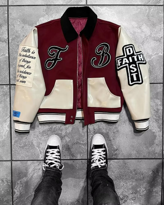American New Fashion PU Leather Tide Brand Baseball Uniform Y2K Vintage Hip Hop Casual Loose Handsome Coat Men And Women
