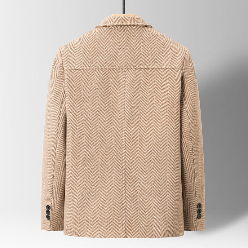 Classic Mens Office Dress Jackets Quality Casual Business Lapel Windbreak Coats Top Autumn Winter Blended Wool Jacket Streetwear