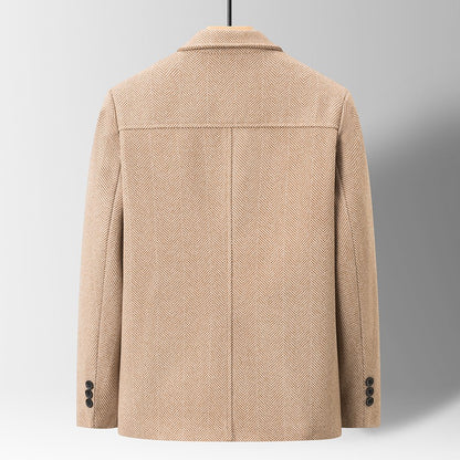 Classic Mens Office Dress Jackets Quality Casual Business Lapel Windbreak Coats Top Autumn Winter Blended Wool Jacket Streetwear